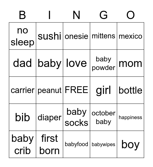Nhi & Bob's Little Peanut Reveal Bingo Card