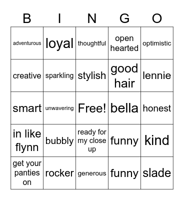 Cher's Birthday Bingo Card