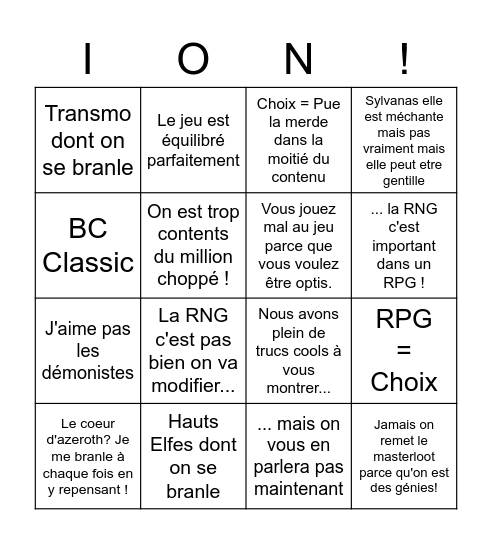 Q&A Ion H Bingo Card