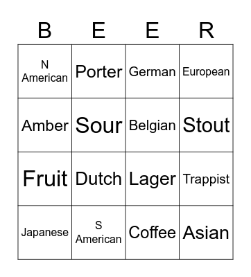 Beer Bingo! Bingo Card