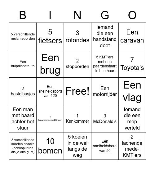 Bingo Busspel Bingo Card