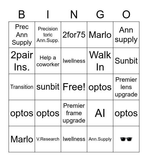 Eyeball Bingo Card