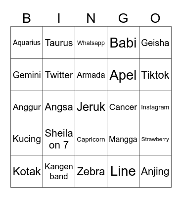 Anne's Bingo Card
