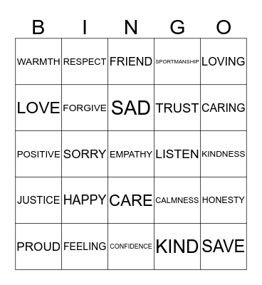 EMPATHY Bingo Card