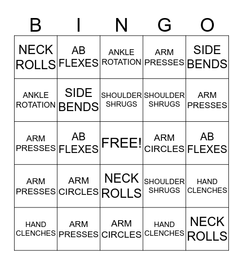 PHYSICAL THERAPY Bingo Card