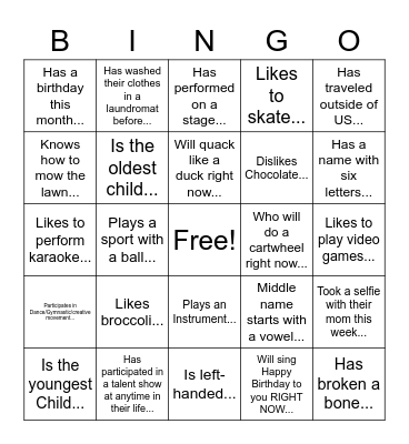 Find Someone Who... Bingo Card
