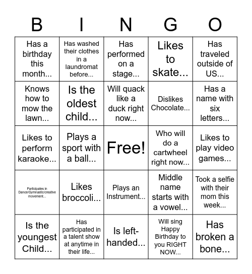 Find Someone Who... Bingo Card