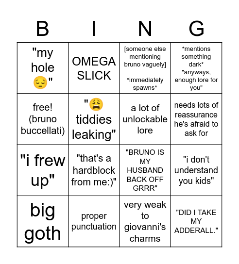 Graves Bingo Card