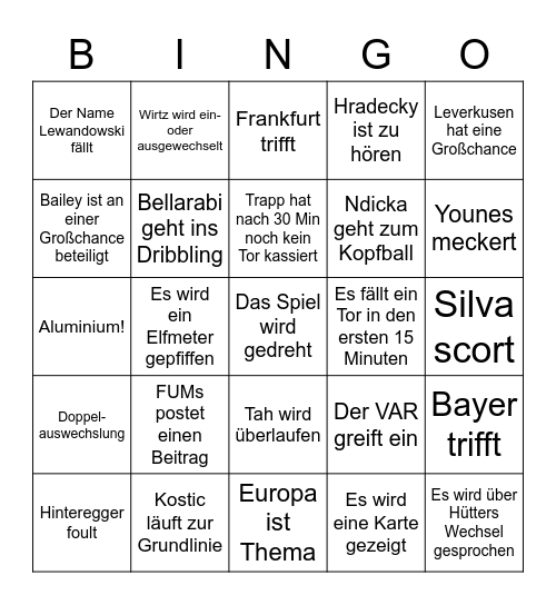 Tipico Topspiel der Woche Bingo Card