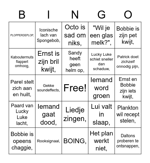 BBB - Deel 3 Kindjes Bingo Card