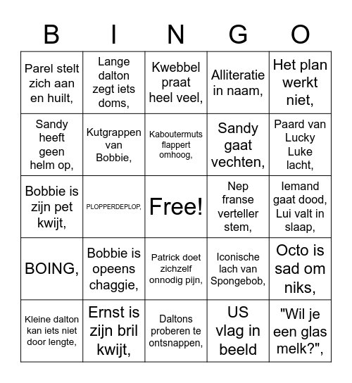 BBB - Deel 3 kindjes Bingo Card