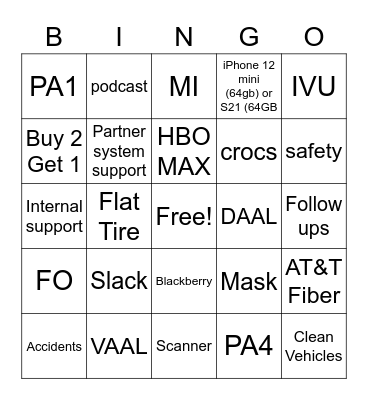 EXPERT BINGO Card