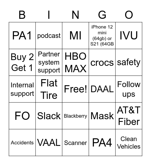 EXPERT BINGO Card