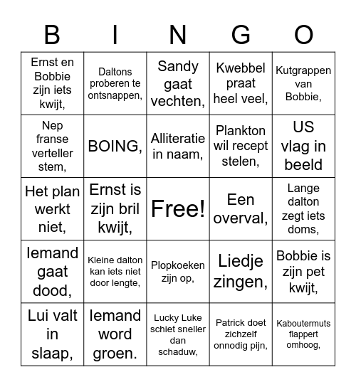 BBB - Deel 3 Kindjes Bingo Card