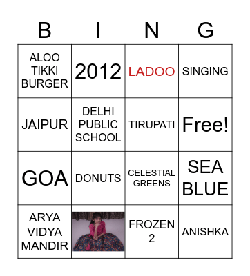 KRITI'S BIRTHDAY Bingo Card