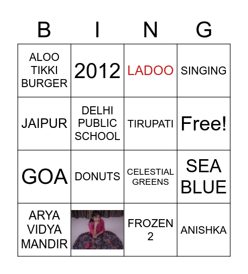 KRITI'S BIRTHDAY Bingo Card