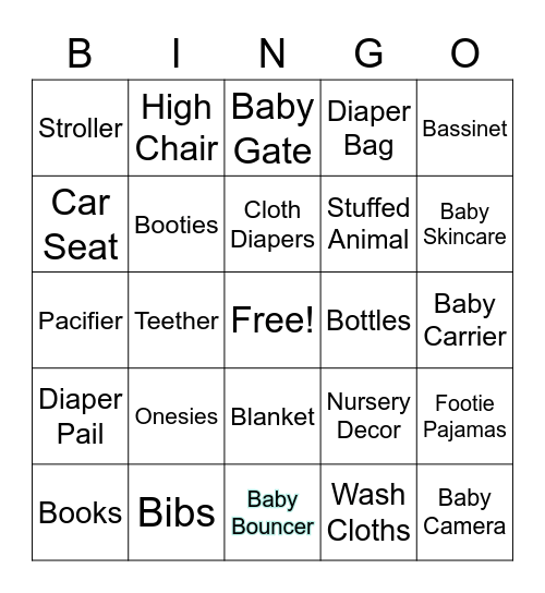 Sarah & Zane's Baby Shower Bingo Card