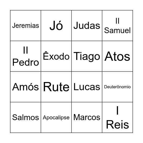 Livros da Bíblia Bingo Card