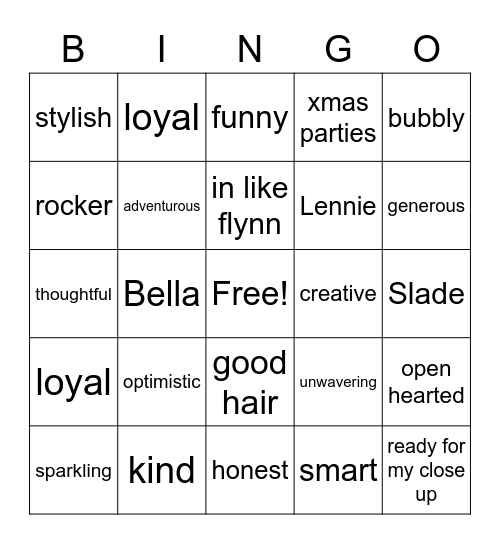 Cher's Birthday Bingo Card