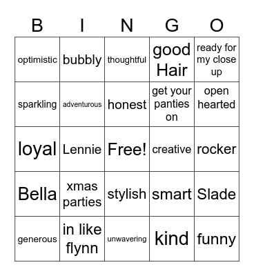 Cher's Birthday Bingo Card
