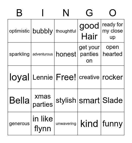 Cher's Birthday Bingo Card