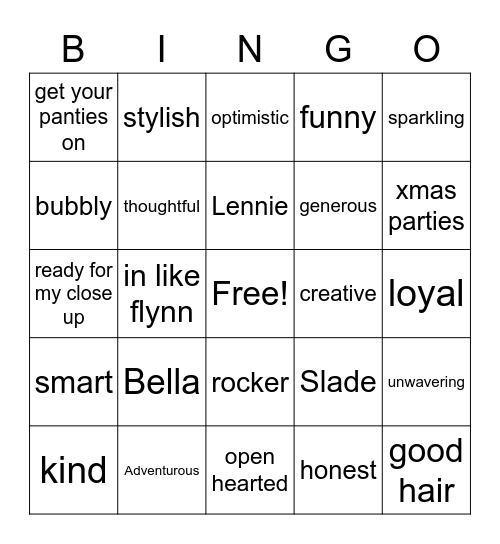 Cher's Birthday Bingo Card