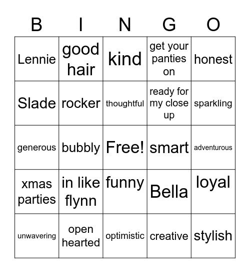 Cher's Birthday Bingo Card