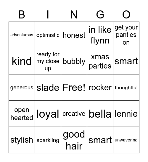 Cher's Birthday Bingo Card