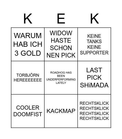 OVERWATCH BOOGALOO Bingo Card