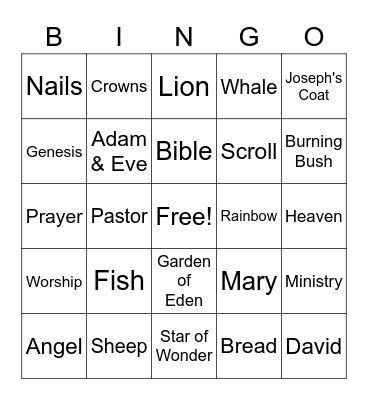 Church Bingo Card