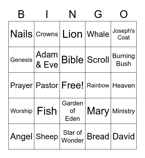 Church Bingo Card