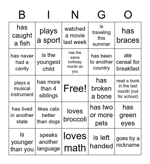 Find someone who... Bingo Card