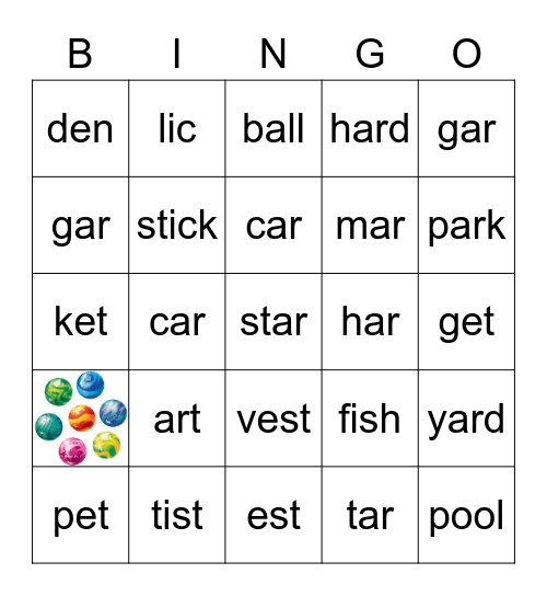 AR Words 2 Syllable Bingo Card