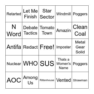 Destiny Bingo Card