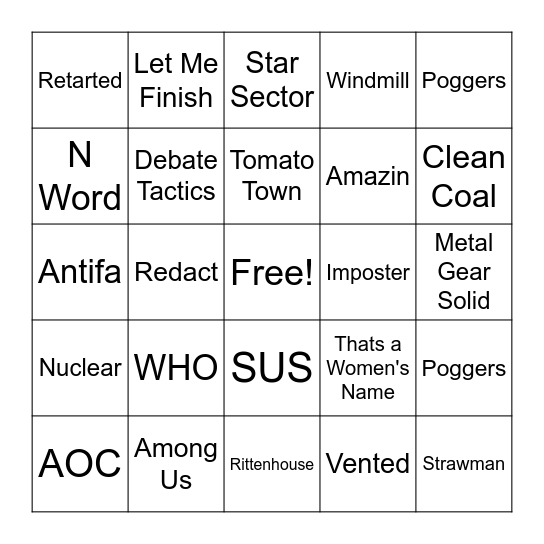 Destiny Bingo Card