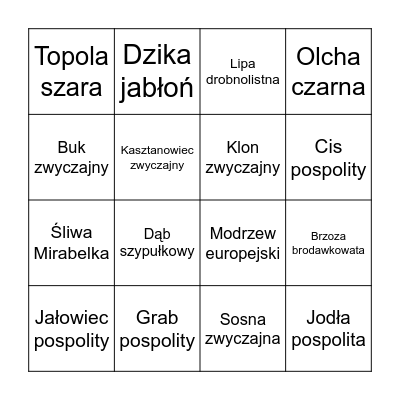 Rośliny okryto- i nagonasienne Bingo Card