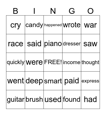 RWB Bingo Card