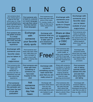 CSSC Bingo - Week 8 Bingo Card