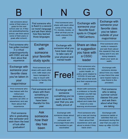 CSSC Bingo - Week 8 Bingo Card