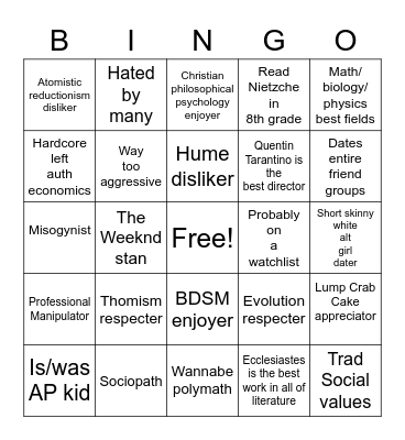 Chris Bingo Card