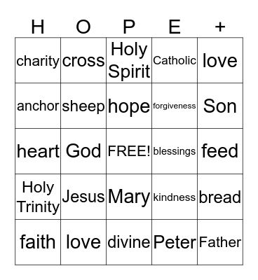 HOPE Bingo Card