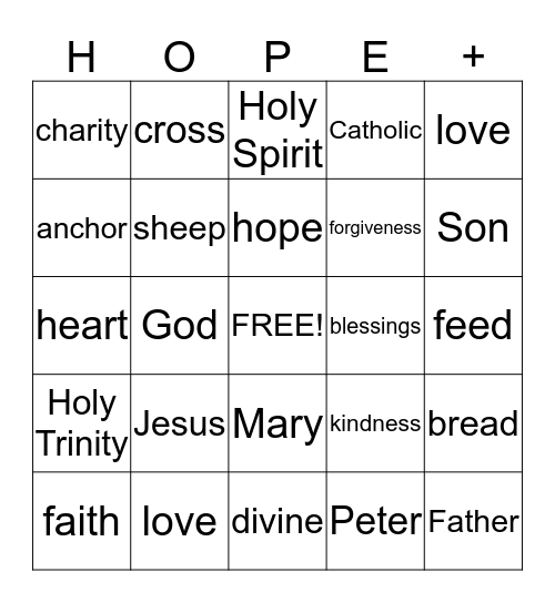 HOPE Bingo Card