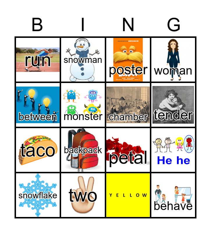 Accented Syllables Bingo Card
