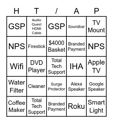 Home Theater/Appliances Bingo Card