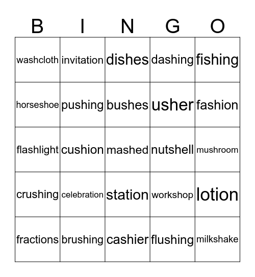 /sh/ bingo  Bingo Card