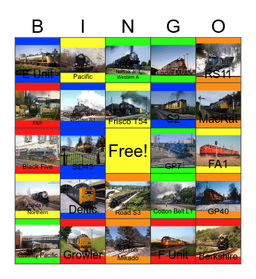 Railway Lines in Wisconsin, Texas, New York and Britain Bingo Card