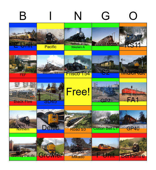 Railway Lines in Wisconsin, Texas, New York and Britain Bingo Card