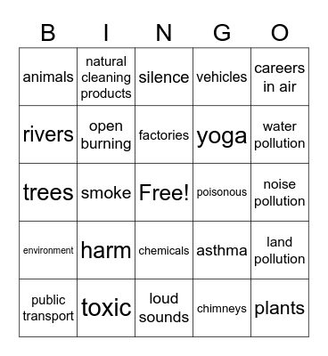 BINGO - Pollution GS Troop Bingo Card