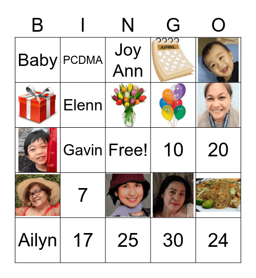 April Birthday Celebrants Bingo Game Bingo Card