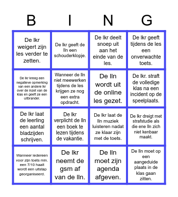 Straffen en belonen Bingo Card